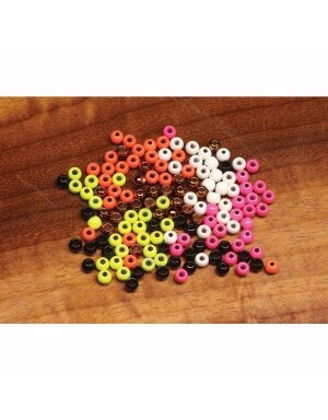 Hareline Dubbin Dazzle Brass Beads in Pearl Flourescent Orange